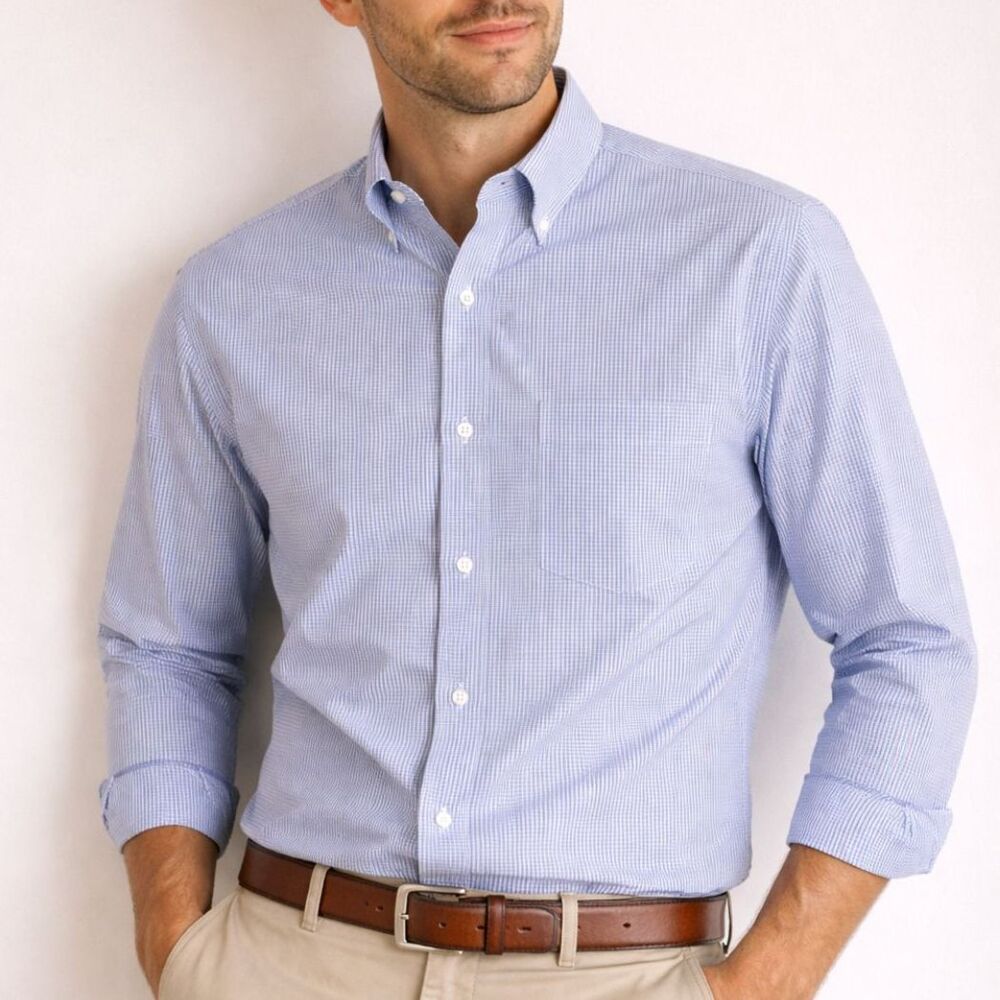 J.Crew Thompson Shirtings‎ XL Blue Check Button Down Preppy Classic Office Shirt
